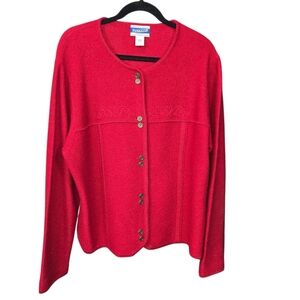 Pendleton 100% Virgin Wool Cardigan Sweater Vintage Button Front Red Plus Sz XL?